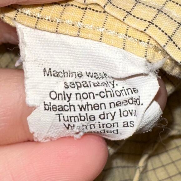 JCrew Micro Check Yellow Long Sleeve Cotton Button Down Shirt Size XL - Picture 5 of 13